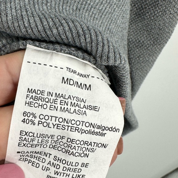 Under Armour Loose Fit Knit Sweater Gray Red Stripe Mens Medium Zip | E1501 - Picture 8 of 10